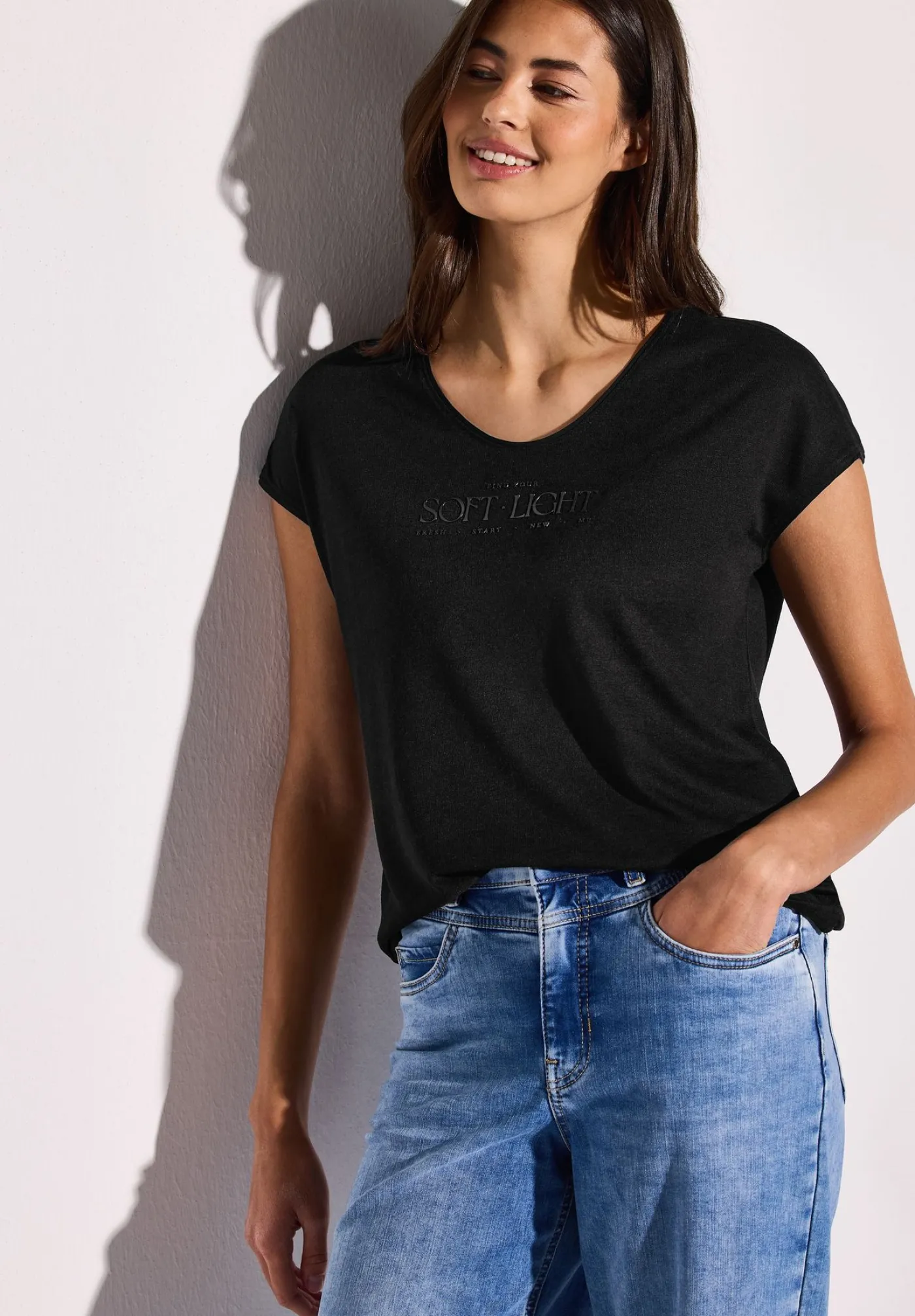 A323174 linen look partprint shirt