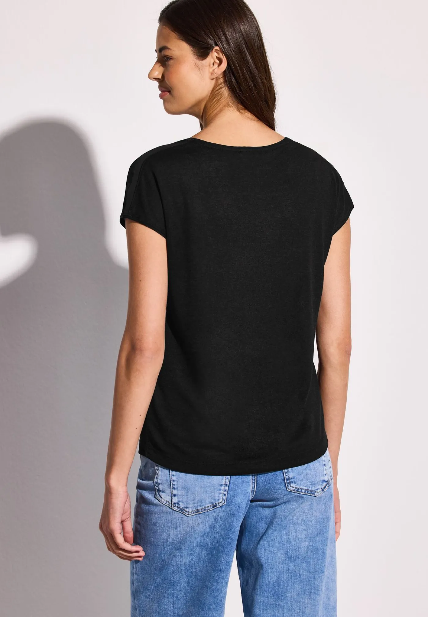 A323174 linen look partprint shirt