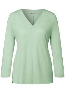 A322911 linen look v-neck shirt