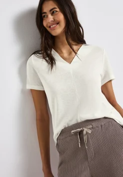 A323335 linen look v-neck shirt