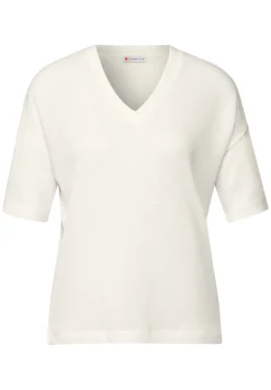 A322901 LTD QR v-neck knit look shi