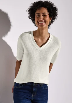 A322901 LTD QR v-neck knit look shi