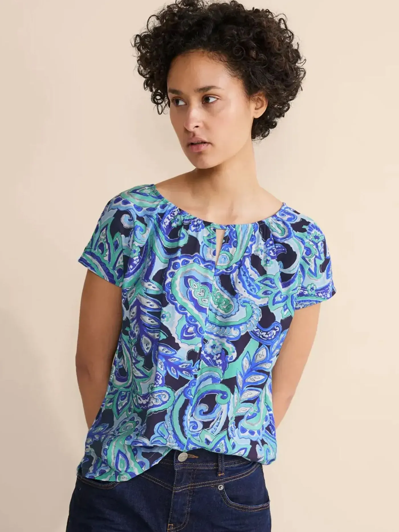 A321161 printed mat-mix shirt w.cut