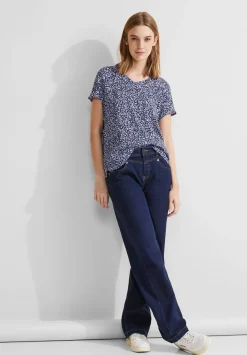 A321163 printed v-neck mat-mix shir