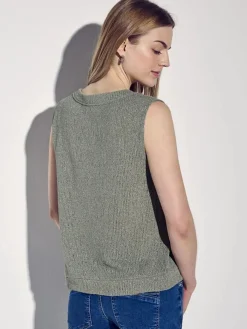 A322954 shiny summer knit top