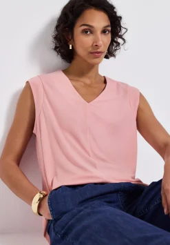 A323329 silk look structure v-neck