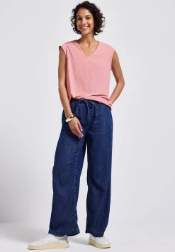 A323329 silk look structure v-neck