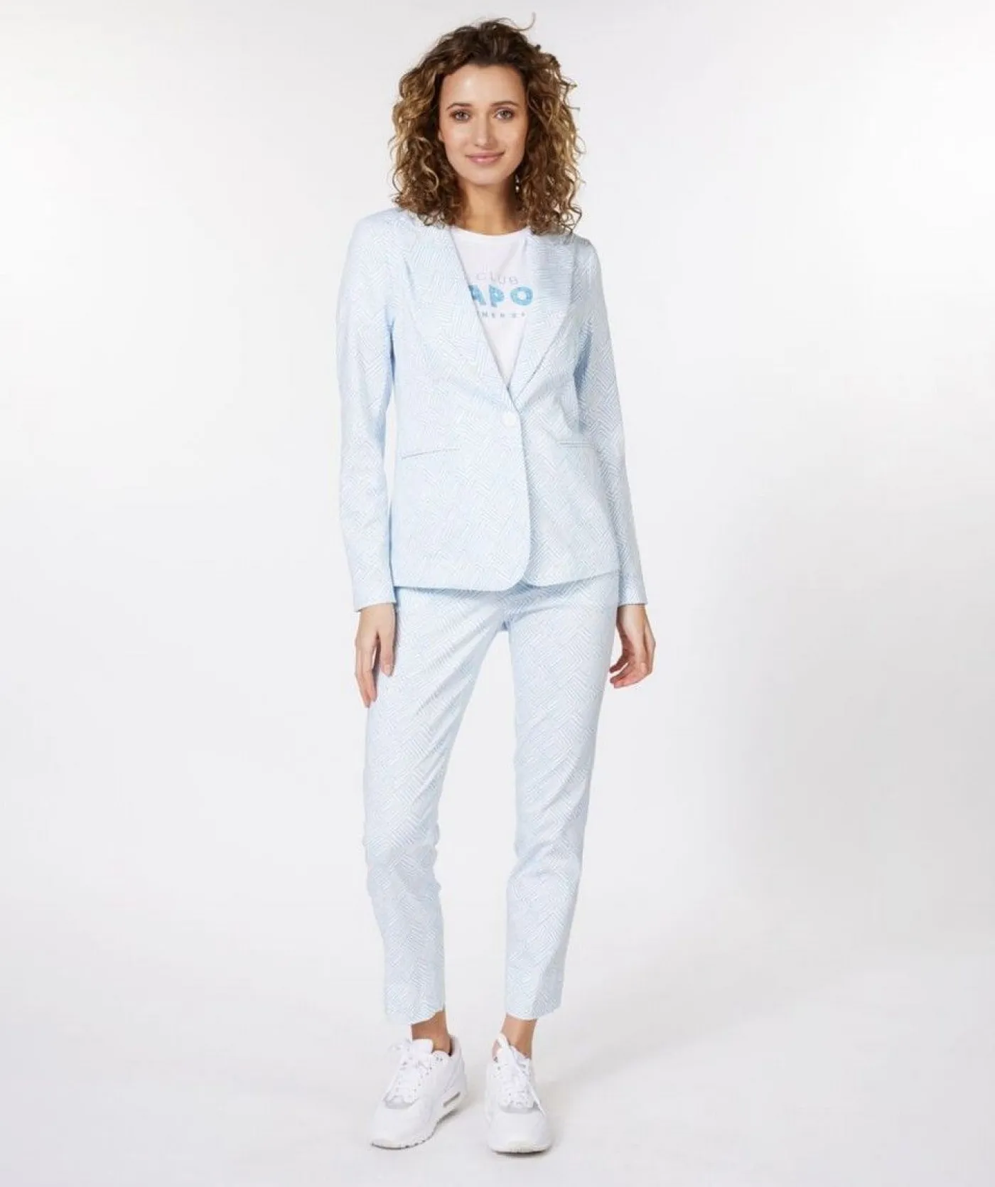 Blazer stretch square stripe print 600