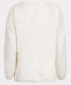 Blouse R/neck fluffy zigzag plumetis