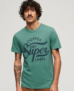 Copper label script tee