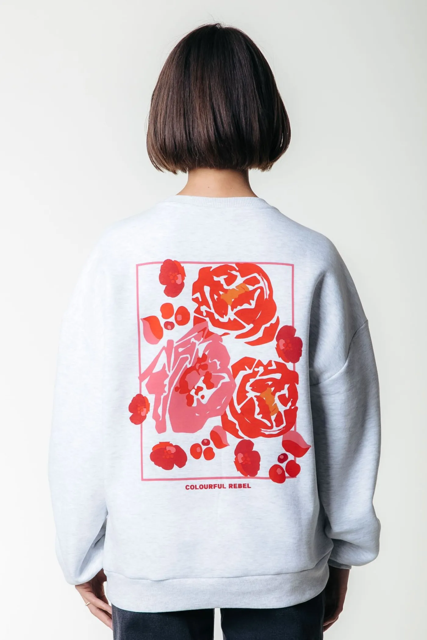 Flower Square Dropped Shoulder Sweat