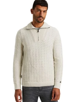 Half zip collar cotton boucle