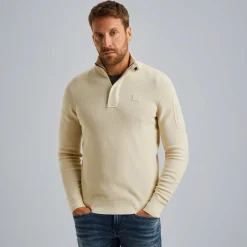 Half zip collar cotton knit