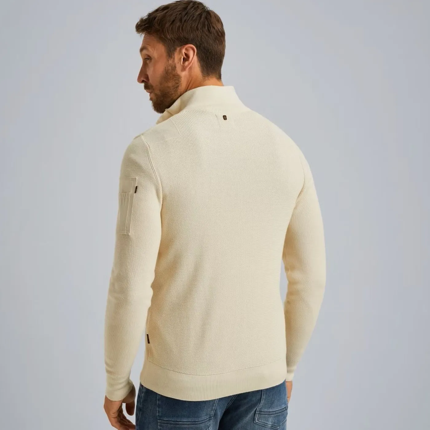 Half zip collar cotton knit