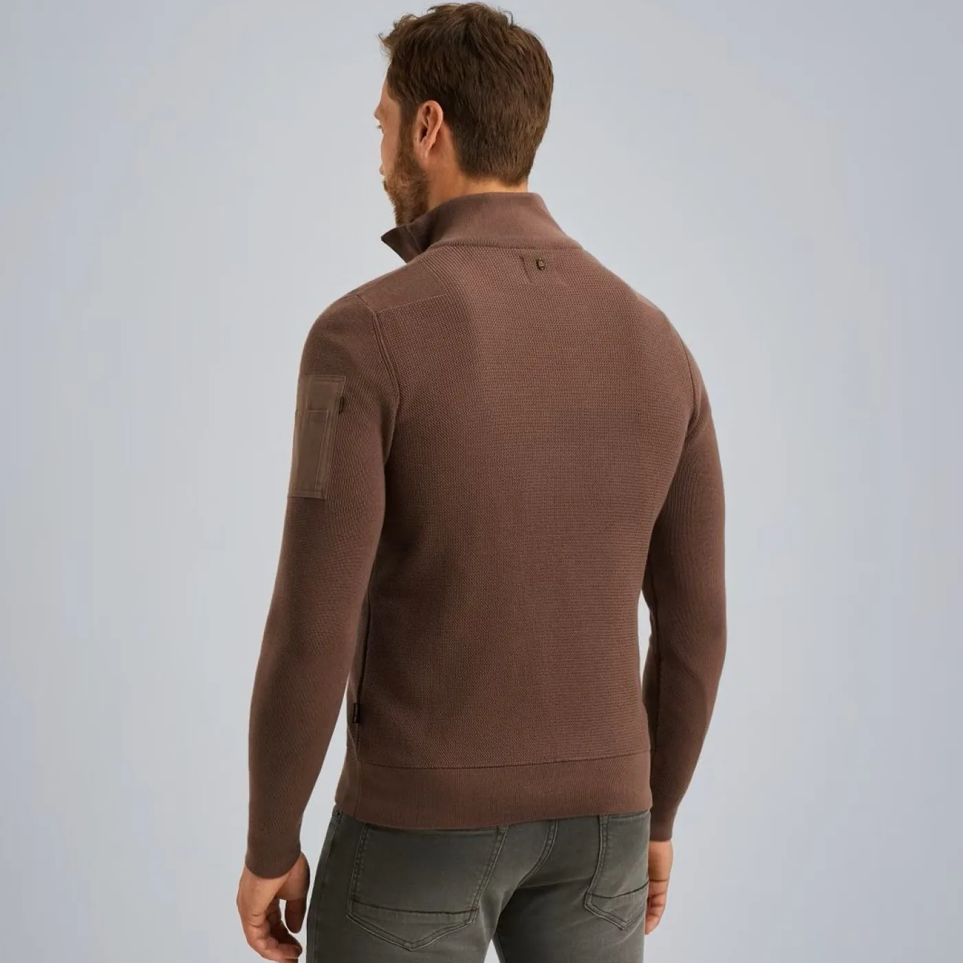 Half zip collar cotton knit