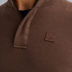 Half zip collar cotton knit