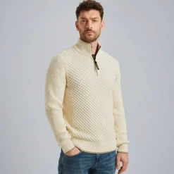 Half zip collar cotton mix yarn