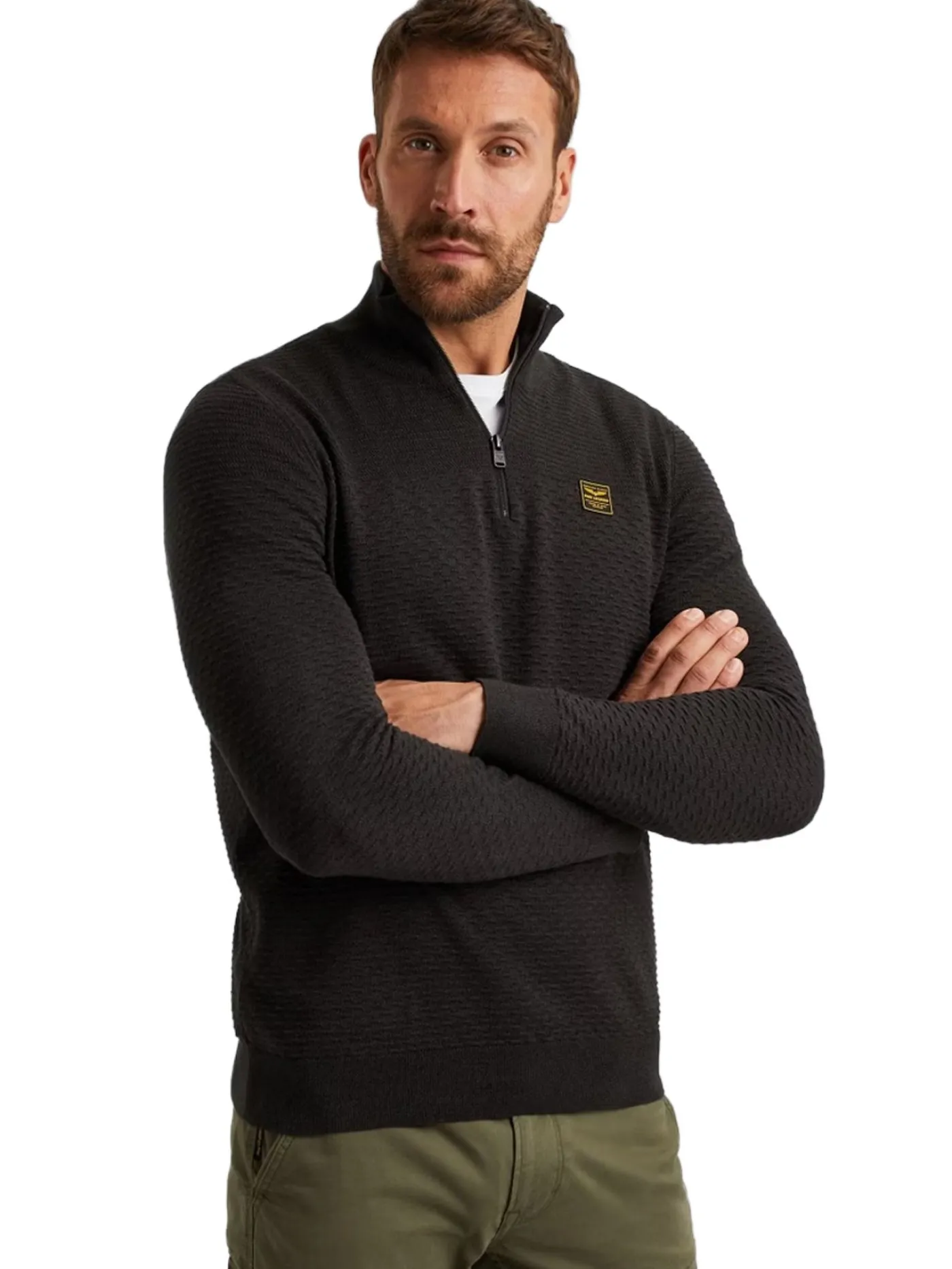 Half zip collar cotton mouline (or