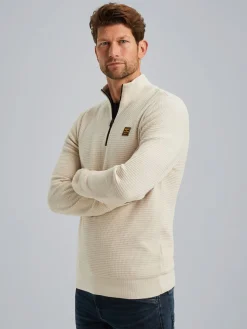 Half zip collar cotton mouline