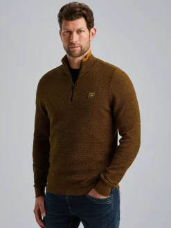 Half zip collar cotton mouline