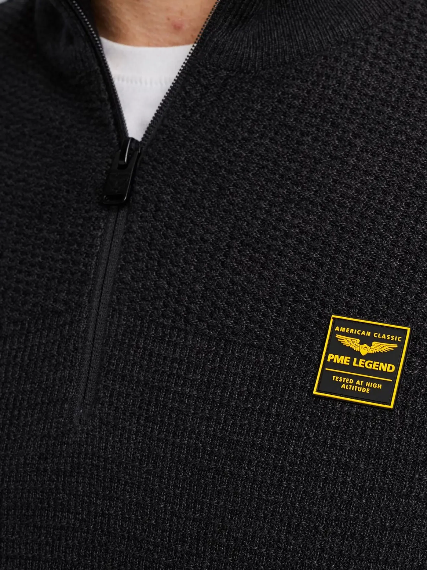 Half zip collar cotton mouline