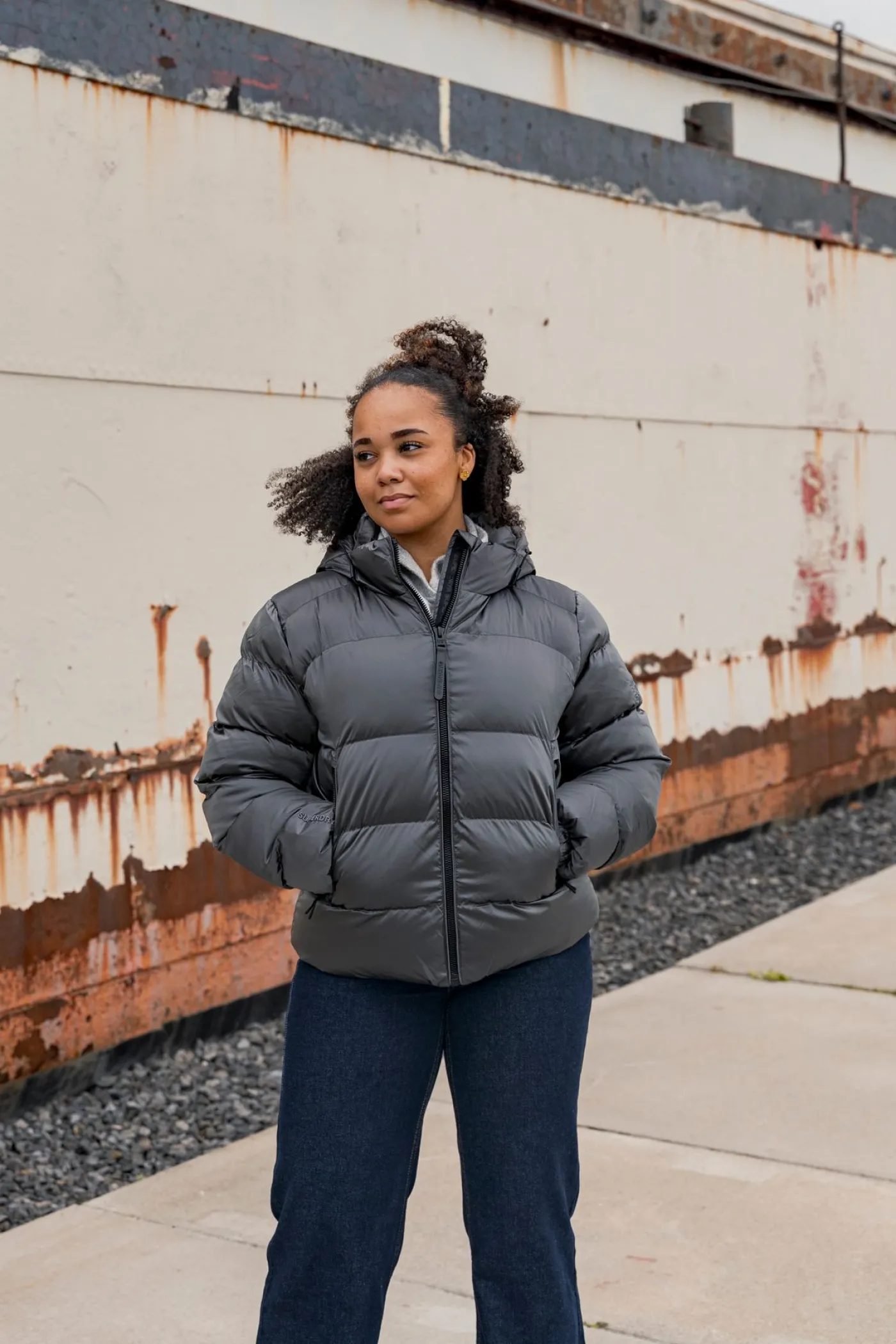 Hooded luxe sports puffer