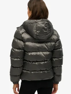 Hooded luxe sports puffer