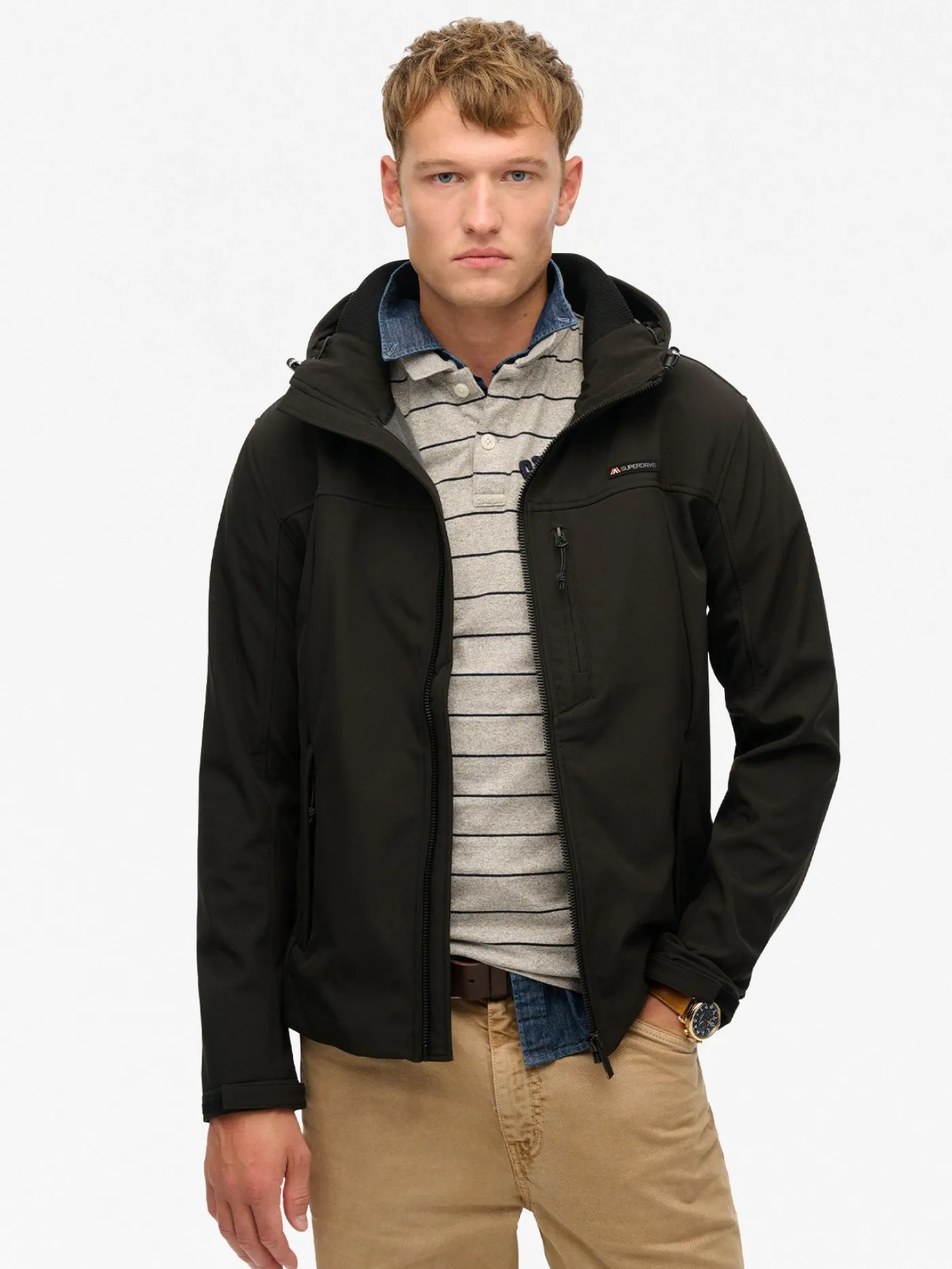 Hooded soft shell trekker jkt