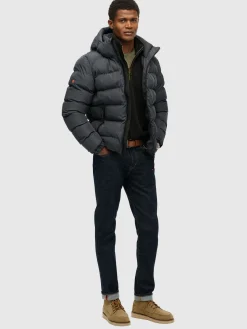 Hooded sports puffer jacket