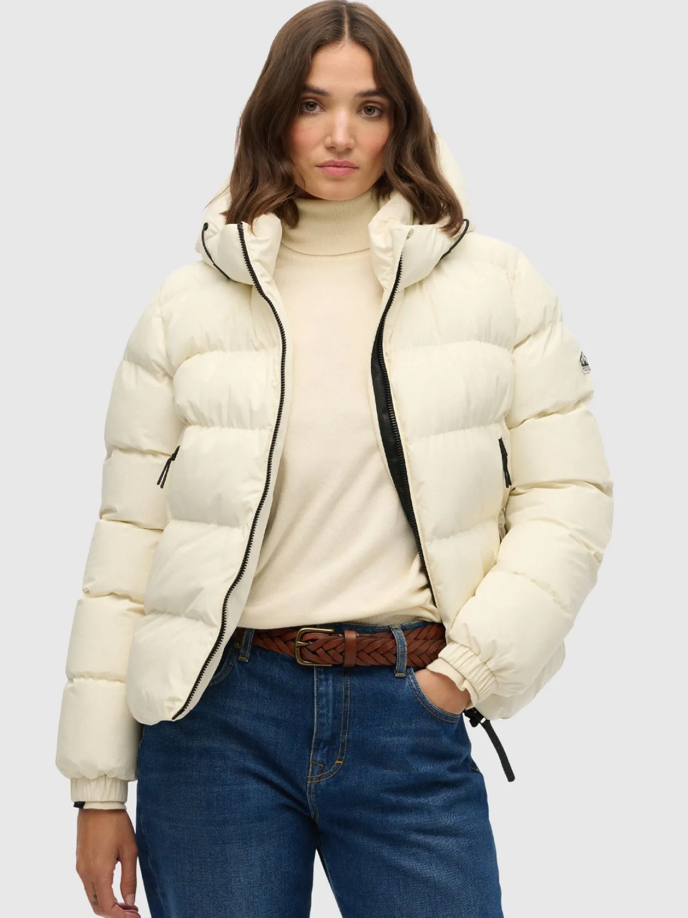 Hooded sports puffer jacket