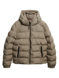 Hooded sports puffer jacket