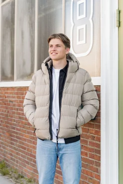 Hooded sports puffer jacket