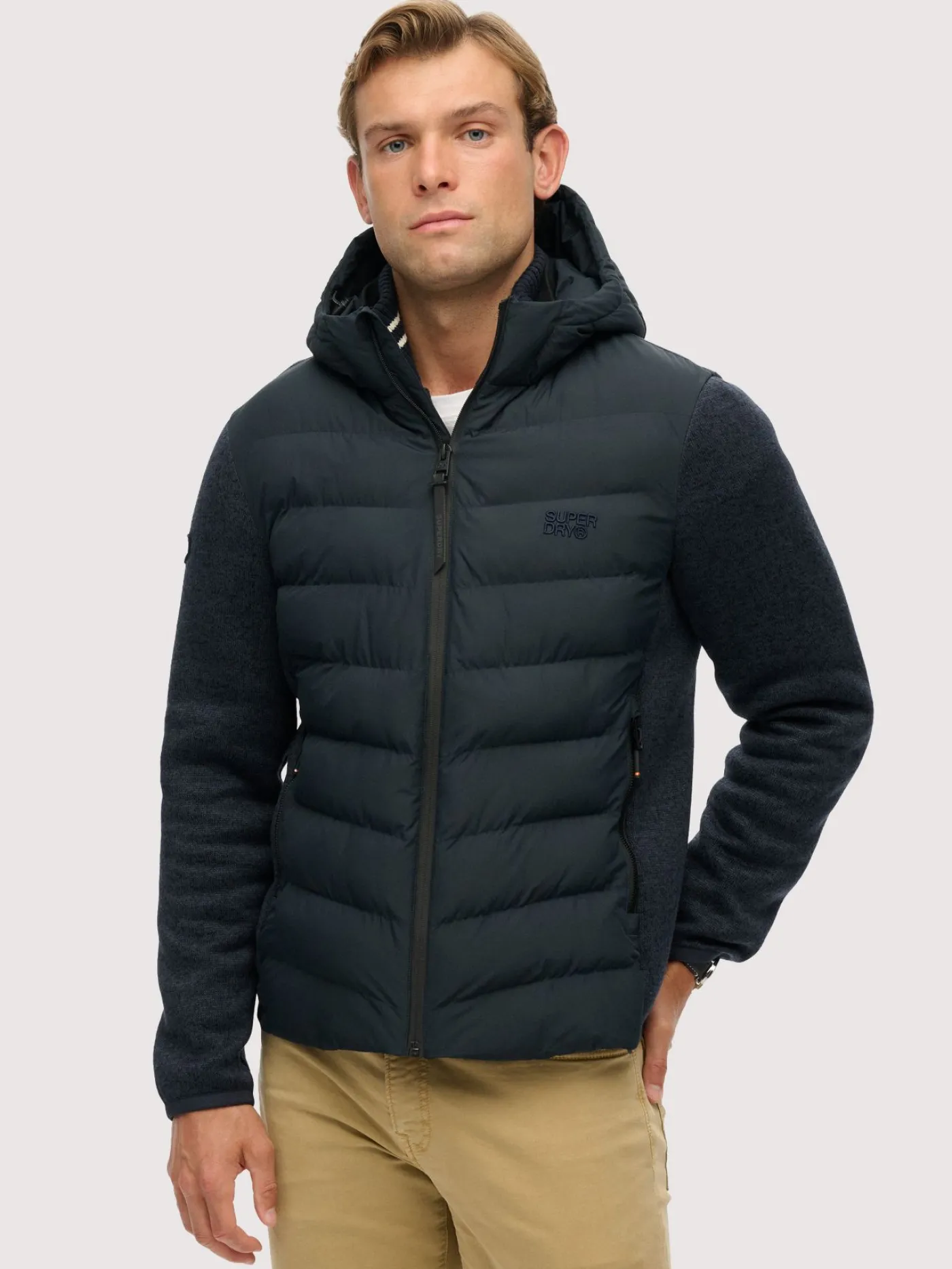 Hooded storm knit hybrid jkt