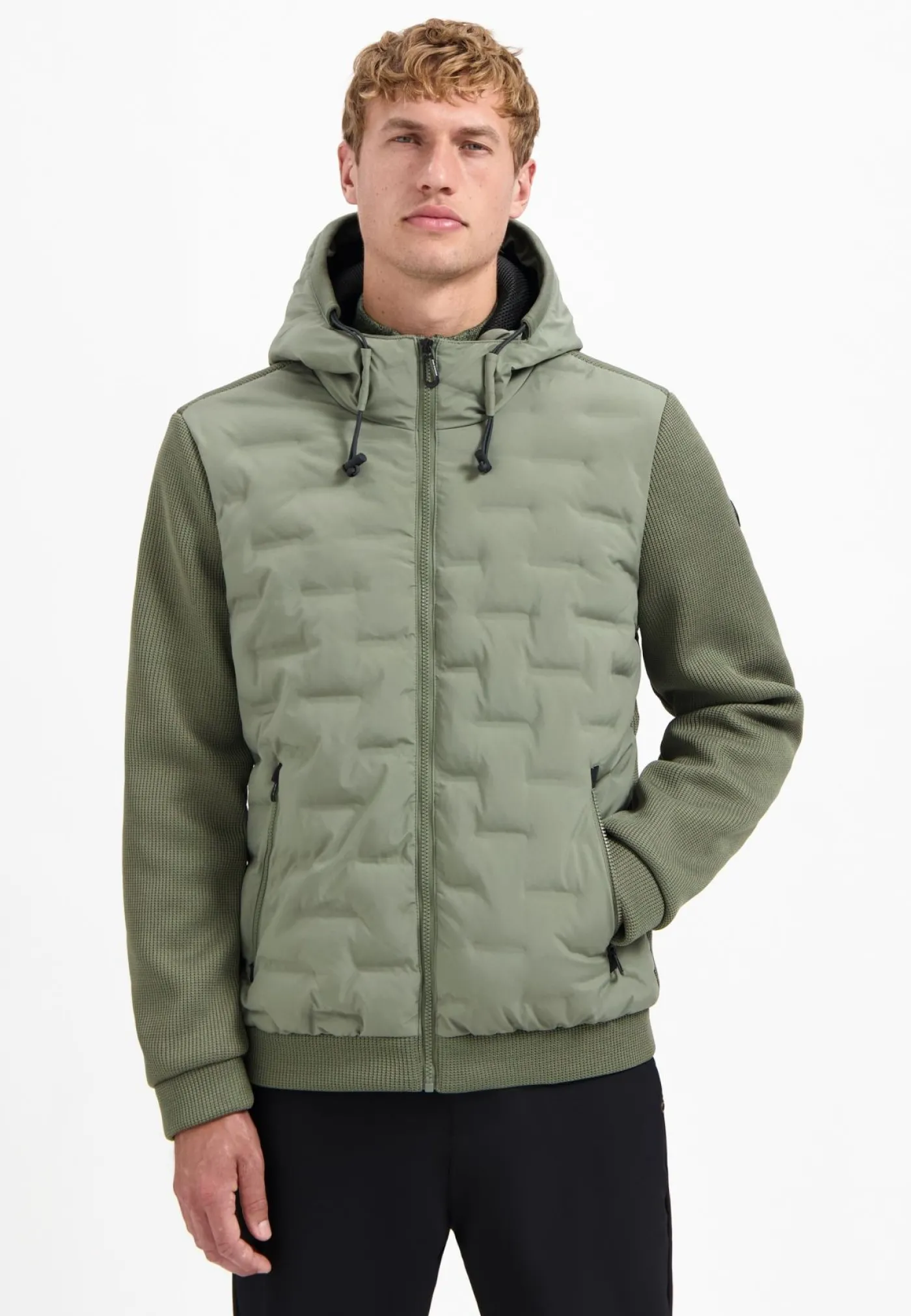 Jacket Short Fit Sealed Hooded Knitted Mix