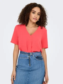 JDYDIVYA LIFE S/S V-NECK TOP WVN DI