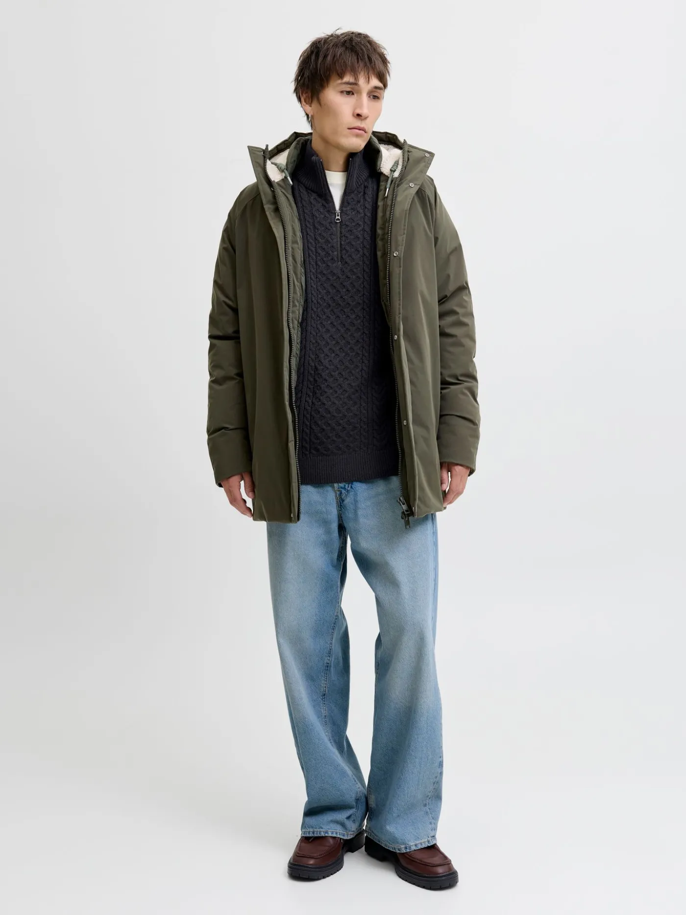 JPRBLUSEAN KNIT CABLE HALF ZIP SN