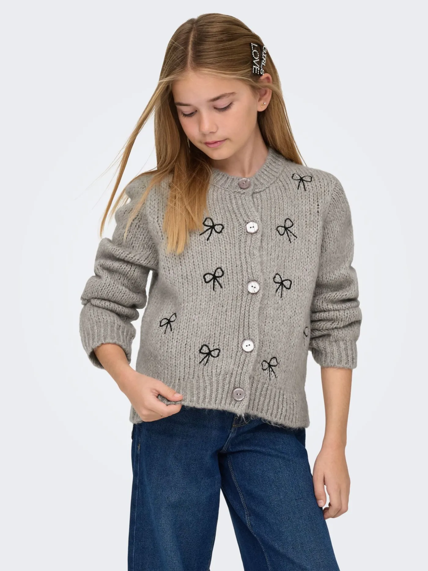 KOGCODY L/S O-NECK BOW CARDIGAN KNT