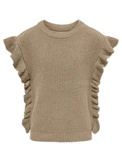 KOGGITTA S/L FRILL VEST KNT - Humus