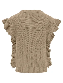 KOGGITTA S/L FRILL VEST KNT - Humus