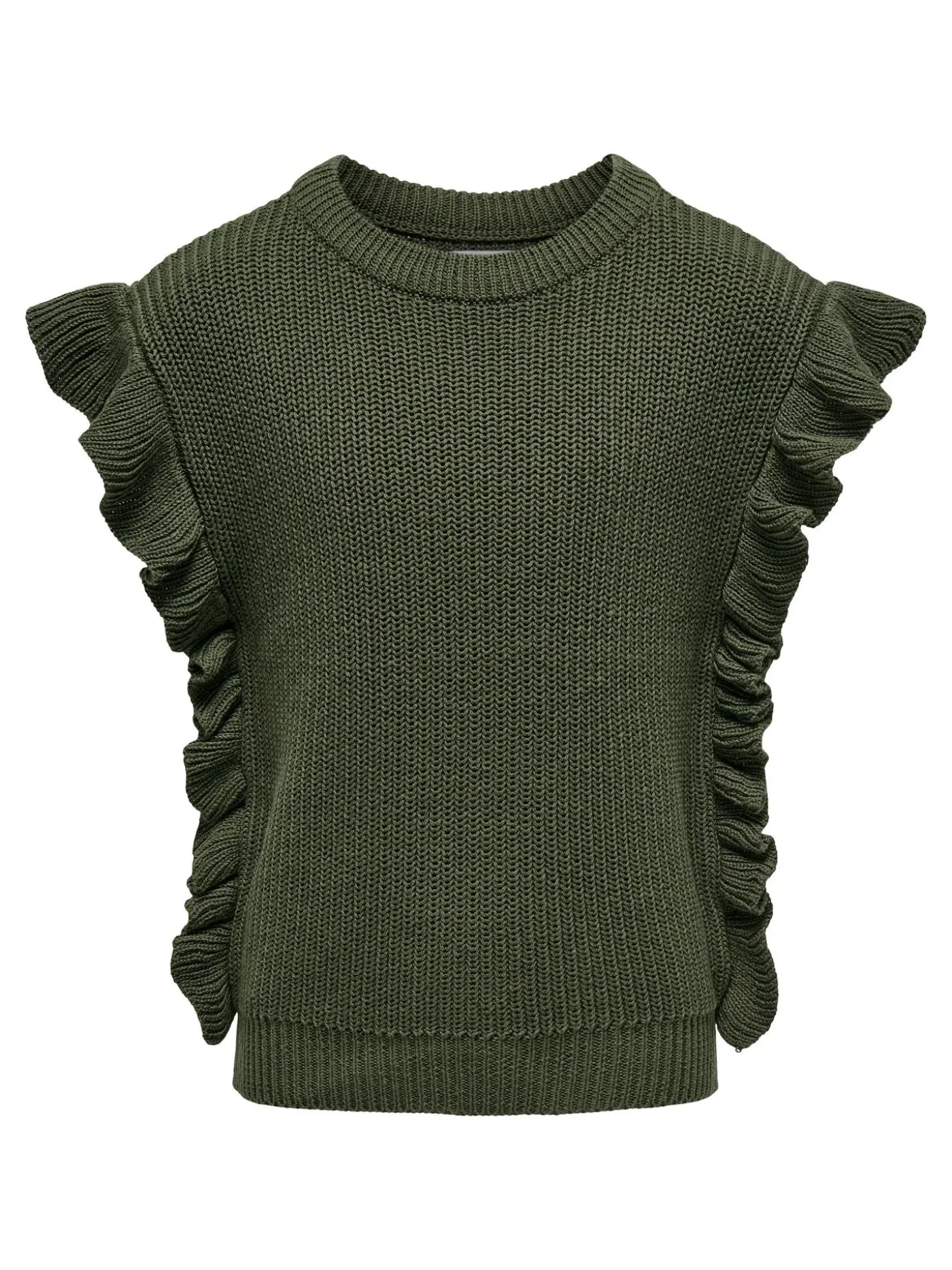 KOGGITTA S/L FRILL VEST KNT - Olive Night