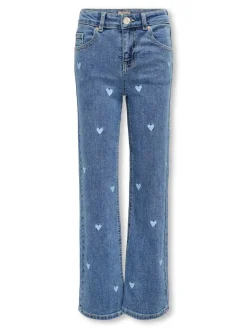 KOGJUICY WIDE LEG HEART EMB JEANS N