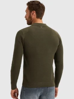 Long sleeve polo structure knit