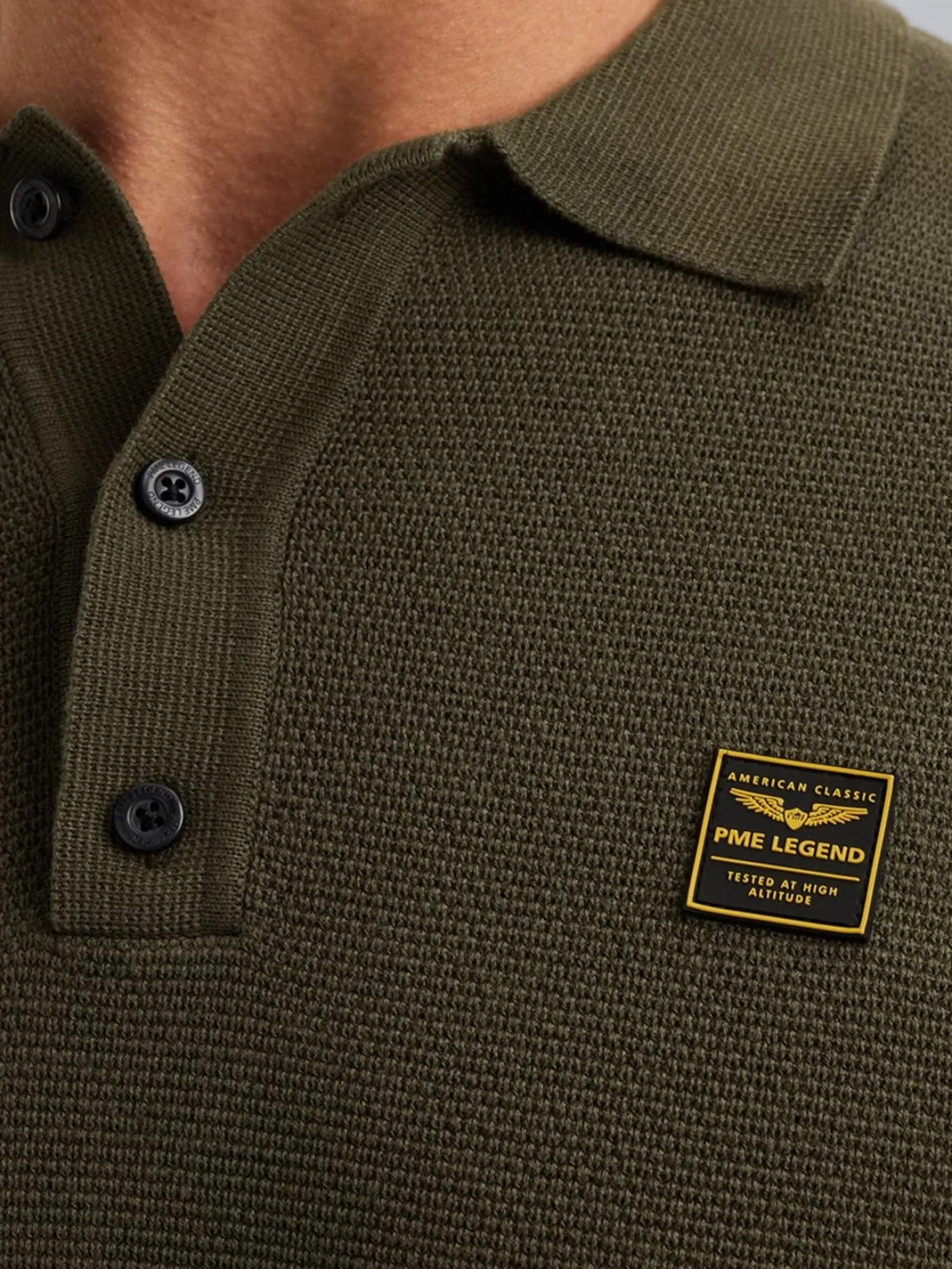 Long sleeve polo structure knit