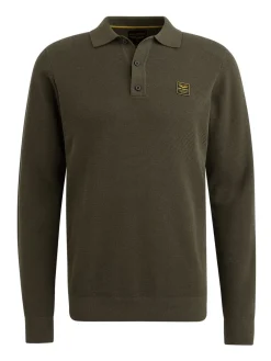 Long sleeve polo structure knit