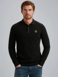 Long sleeve polo structure knit