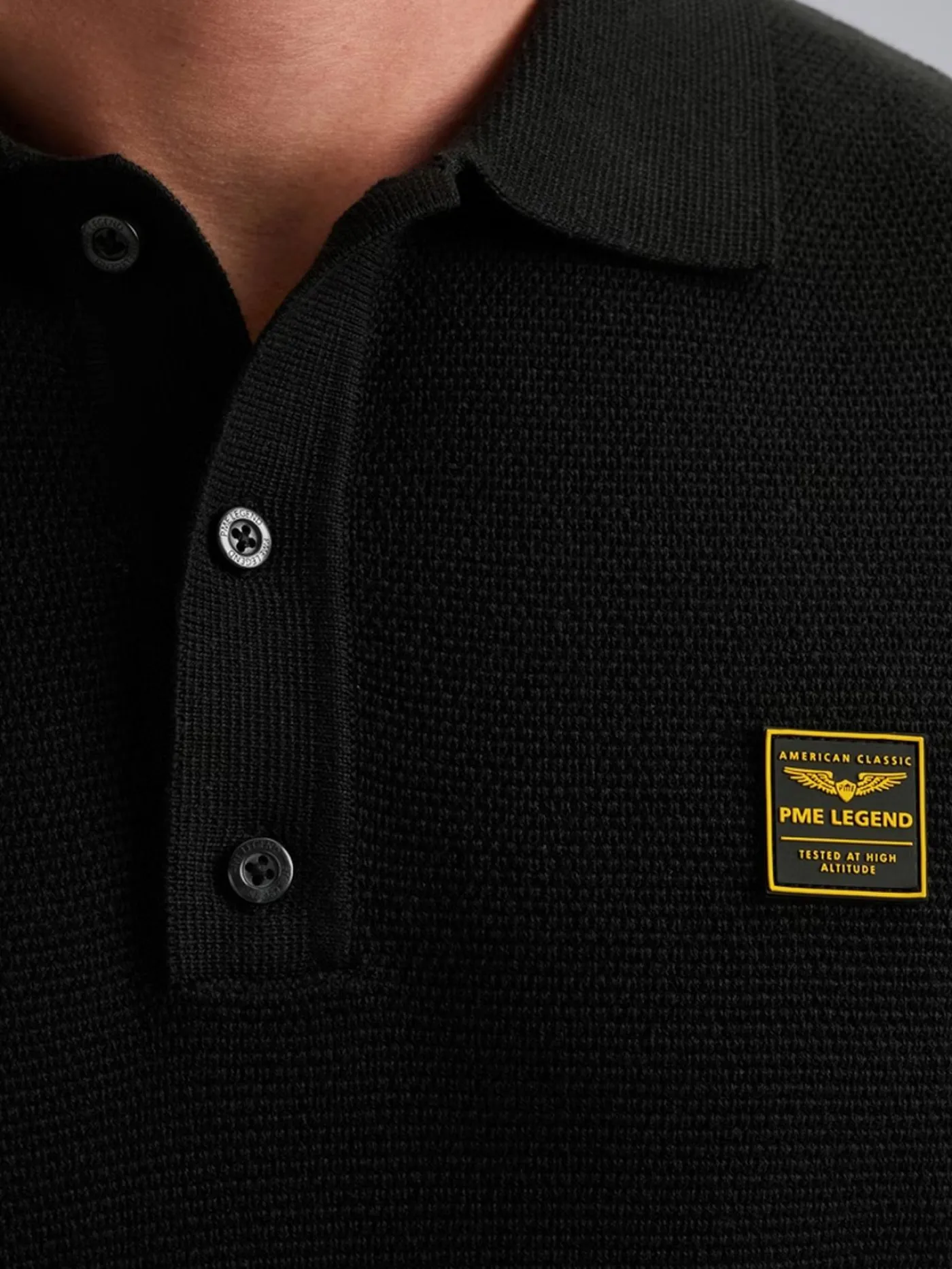 Long sleeve polo structure knit