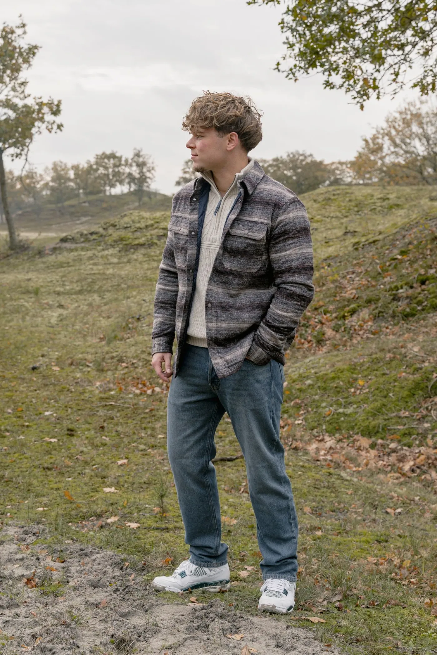 Men Shirt Long Sleeve Check