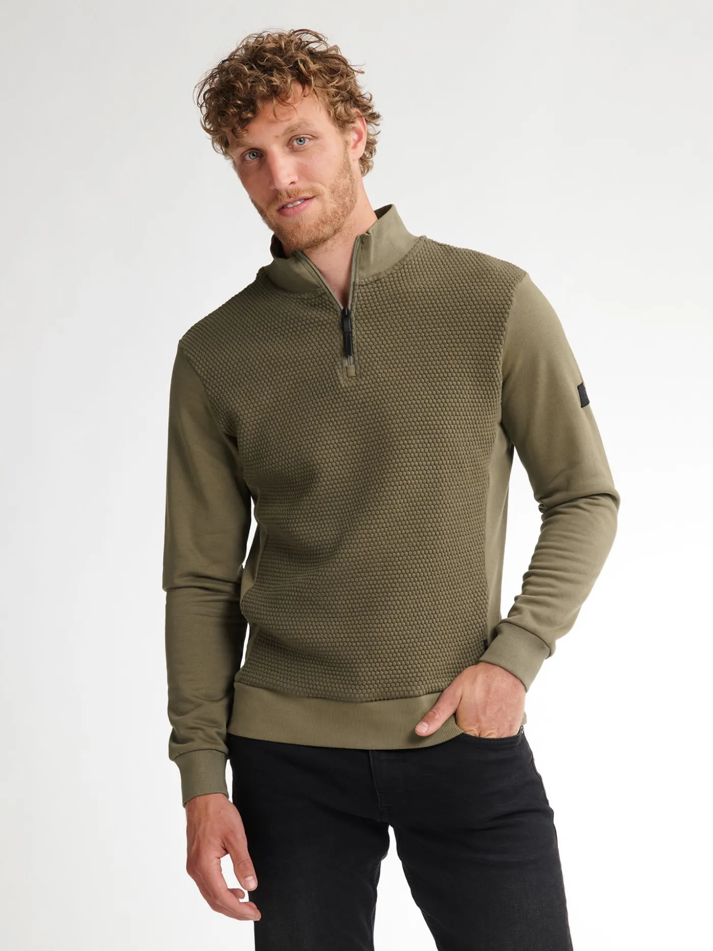 Men Sweater Collar Zip