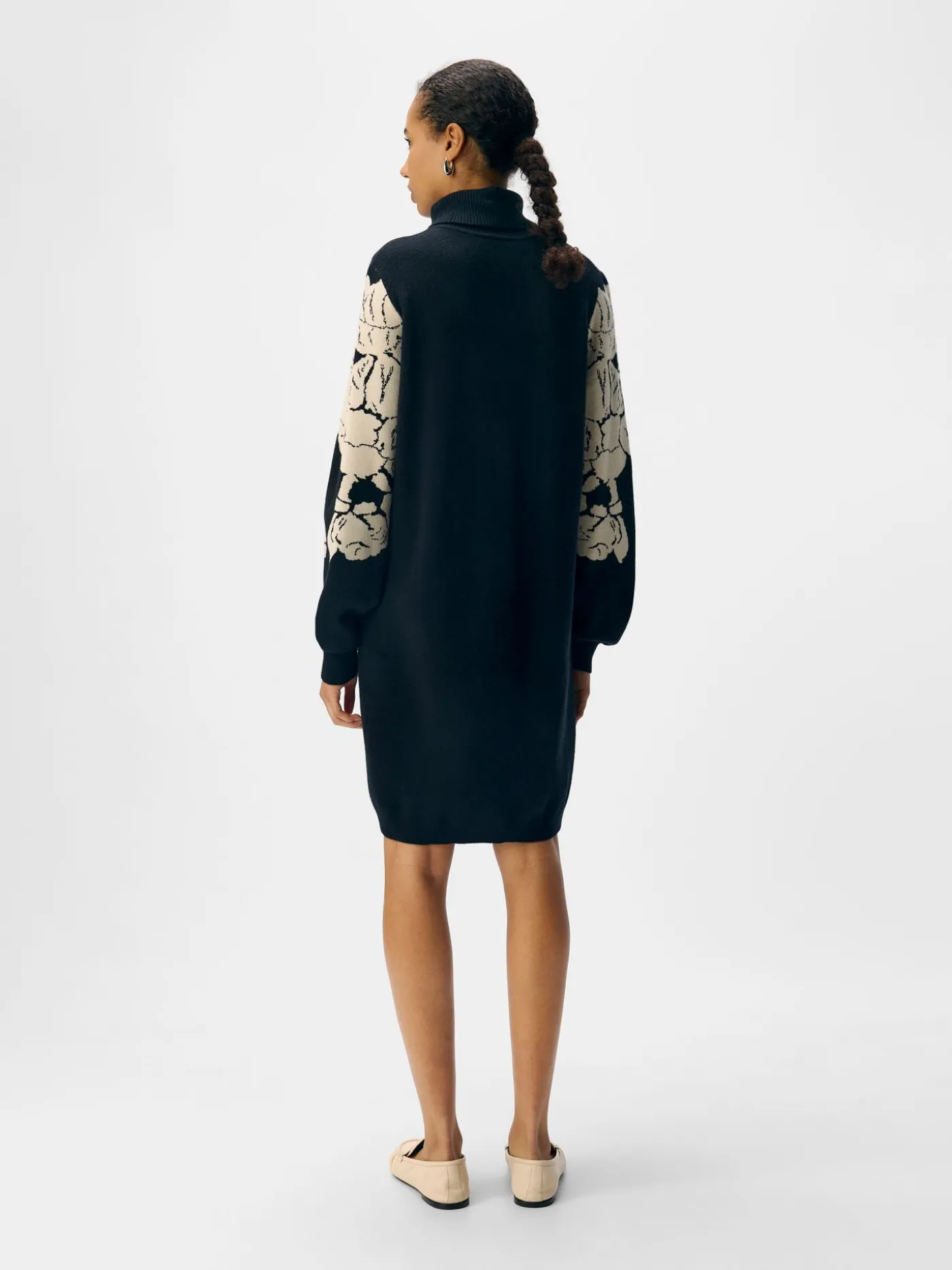 OBJRAY L/S KNIT ROLLNECK DRESS AOP