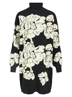 OBJRAY L/S KNIT ROLLNECK DRESS AOP